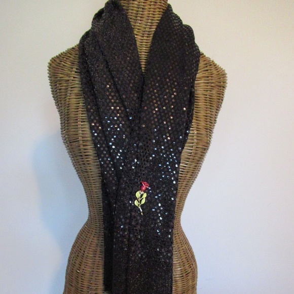Black sequin scarf/wrap - Picture 1 of 9